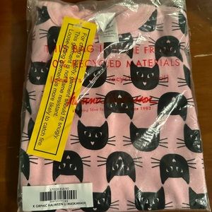 Hanna Andersson Pink and Black Cat Pocket Dress